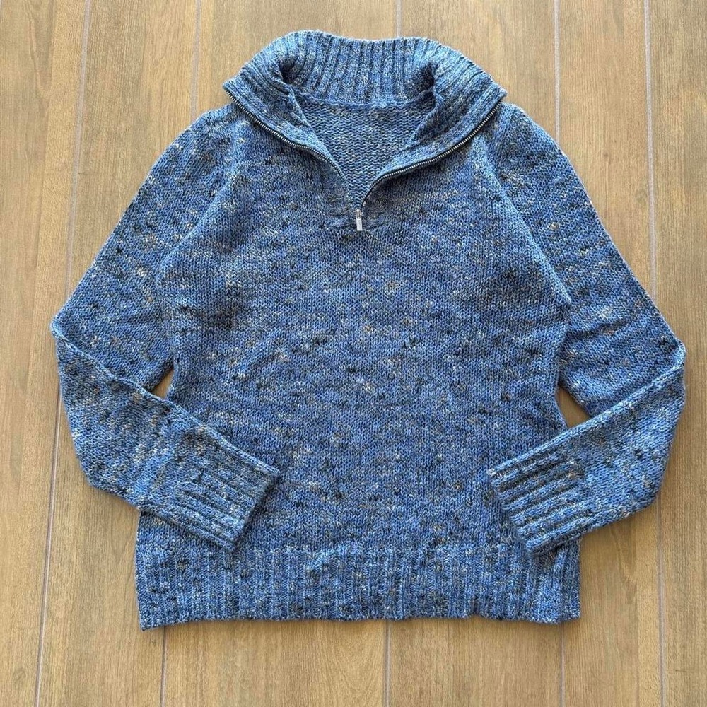 Liz Claiborne Blue Speckled Half Zip Sweater Small